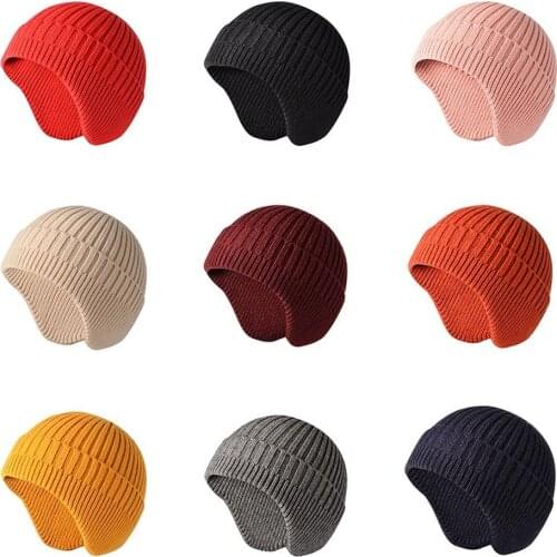Winter Thickened Warm Ear Cap Men and Women Couples Hat Bag Core Yarn Knitted Hat Windproof Cold Wool Hat