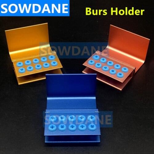 10 Holes Dental Burs Block Holder Aluminum with silicon rubber holes Solid Aluminum Material Autoclavable For Low/high speed