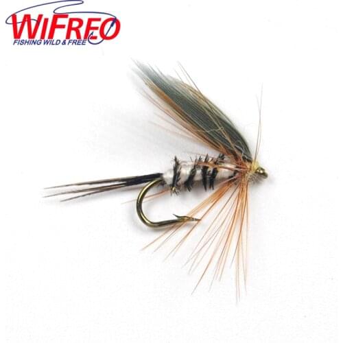 10PCS 12# Wifreo Peacock Herl Rib Dark Wings May Fly Trout Fishing Flies