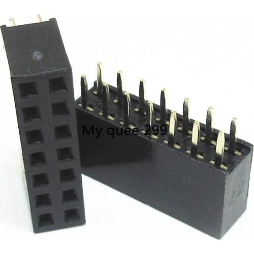 10 pcs 7P 2*7pin Female Double Row Straight Pin Pitch 2.54mm 2*7 Needle Header Strip Socket Connector