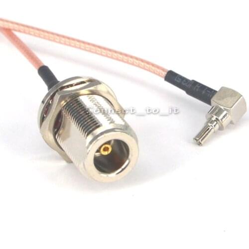 2 Pieces N Female Jack to CRC9 Male Plug pigtail Cable Extension Coax Bulkhead O-ring 15CM