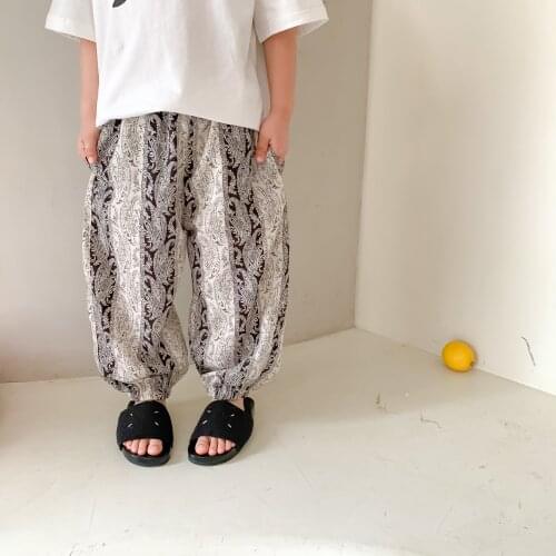 2021 summer clothes new Korea s boys and girls cashew flower printing summer cool feet anti-mosquito pants