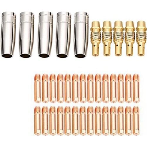 38Pcs MB15 MIG Welding Torch Consumables Holder Conical Gas Nozzle Contact Tips