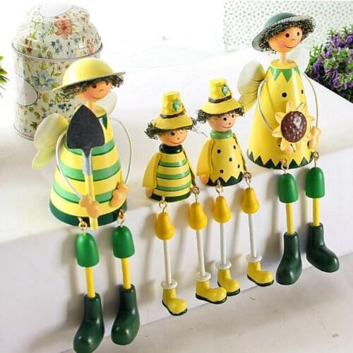 4pc/lot Vintage Home Decoration Wood Craft Dolls Loving Parents and Kids Gardening Handicraft For Nautical decor Home Window