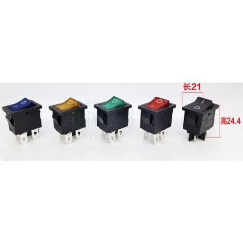 5PCS/lot On-Off 4pin Rocker switch With light 6A 250VAC Five colors