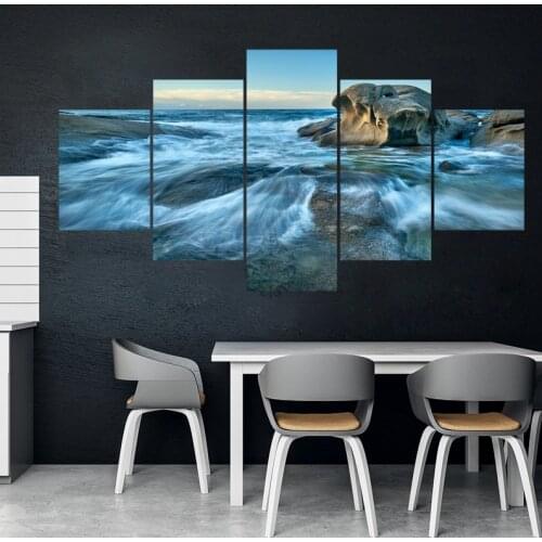 5 Piece Decorative Painting Poster New Fashion Office Home Mural Seascape Wave Tide Landscape Painting Fanxin Wholesale