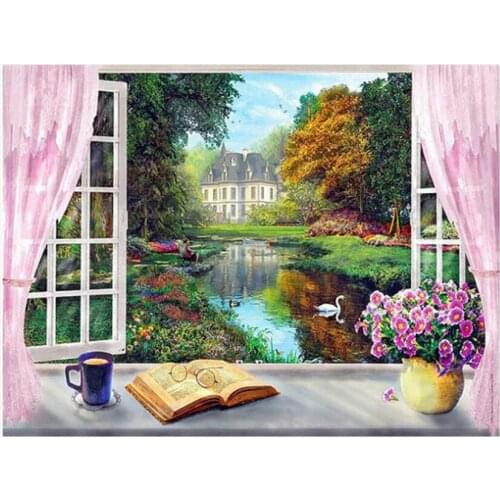 5d diy Diamond Painting Full square or round Stones window Scenery Hobby And Handicraft Diamond Embroidery Beadwork WG1061