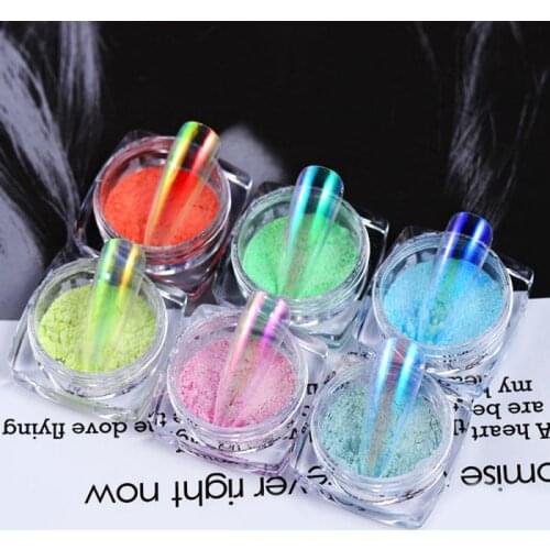 6 Color Nail Glitter Ice Transparent Mirror Mermaid Nail UV Gel Pigment Magic Dust Laser Powder Nail Art Decorations TSLM1