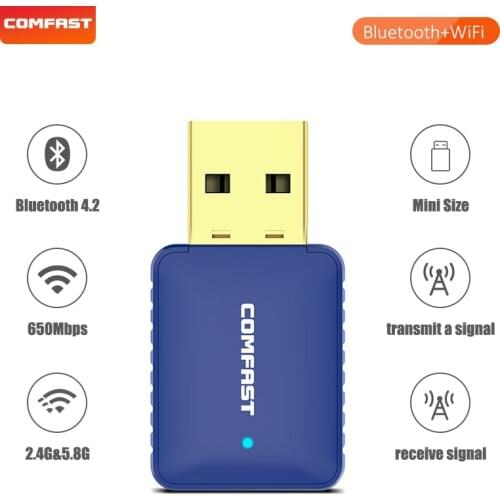 650Mbps fast speed wifi Bluetooth4.2 adapter Dual Band 2.4G&5G 802.11ac 2dBi Antenna Wireless Network Card for win7/8/10