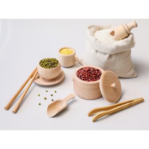 8 Pcs Baby Wooden Kitchen Toy Set Montessori Toy Set Simulation Kitchenware Miniature Food Educational Toys Gift for Kids