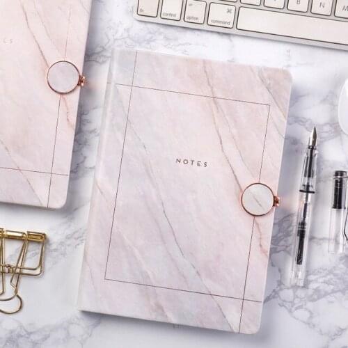 A5 Marble Magnetic Buckle Notebook With Bookmark Kawaii Time Daily Plan Schedule Notepad School Office Kpop Stationery For Gift
