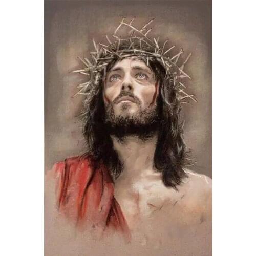 5D DIY Diamond Painting Canvas Full Square Diamond Mosaic Cross Stitch Crystal Embroidery Kit Art Mural Jesus Religious Gift