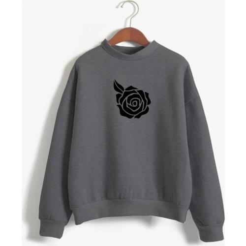 Brand comfortable ROSE FLOWER Print Women Hoodies Casual Funny O-neck Sweatshirt For Lady Top Tee Hipster Tumblr Drop ShipBrand