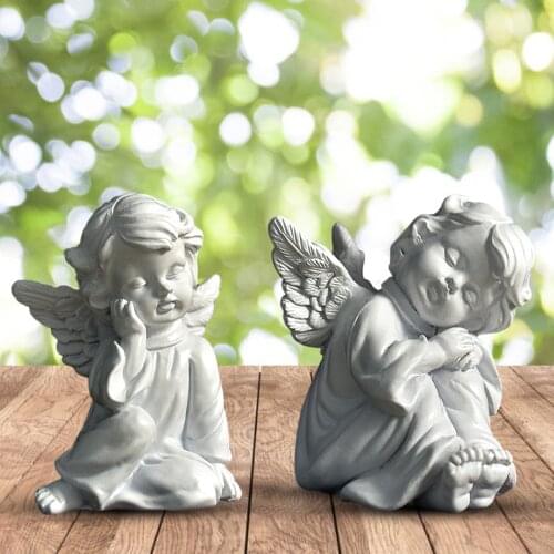 Kawaii Angel Figurine European Flower Fairy Reisn Sculpture Office Desktop Ornament Garden Miniature Home Decoration Accessories