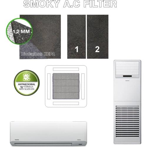 Hall and Ceiling Commercial Air Conditioning Hepa Filter + Carbon Block filter Titanium Smoky Silver Ion Coating