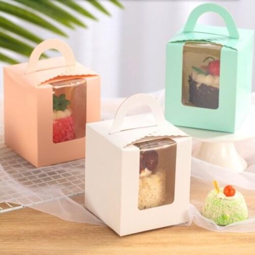 Portable Cake Box Open Window Transparent Baking Dessert Pastry Packaging Birthday Decoration Supplies Candy Box 9.2x9.2x11cm