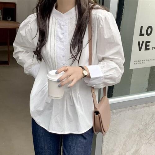 HziriP Stand-up Collar Blouses