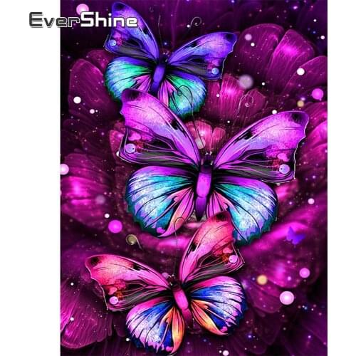EverShine Diamond Painting DIY Animal Full Square Diamond Embroidery Butterfly Mosaic 5D Picture Of Rhinestones Handicraft