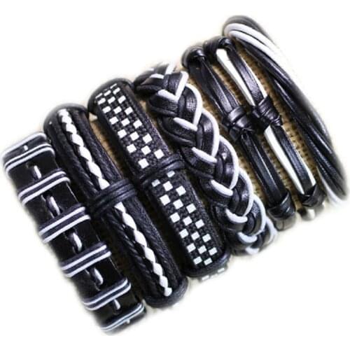 Handmade Classic Wholesale (6pcs/lot) Ethnic Tribal Genuine Adjustable Leather Bracelet Pulseiras Feminina De Corda -S44
