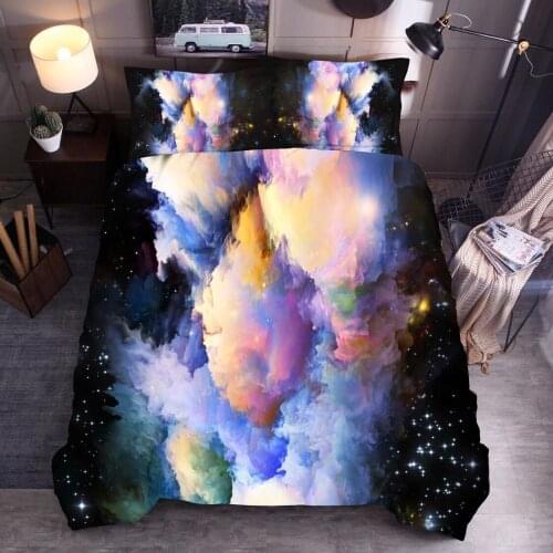 Classic Galaxy Design Quilt Bed Linen Duvet Cover Set 2/3pcs Bedding Set Full Ru Double Queen King Size 150x200