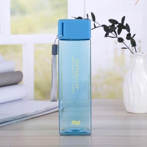 Korean Creative Portable Bottle Square Transparent Simple Male Female Water Cup Outdoor Advertising Plastic Cup