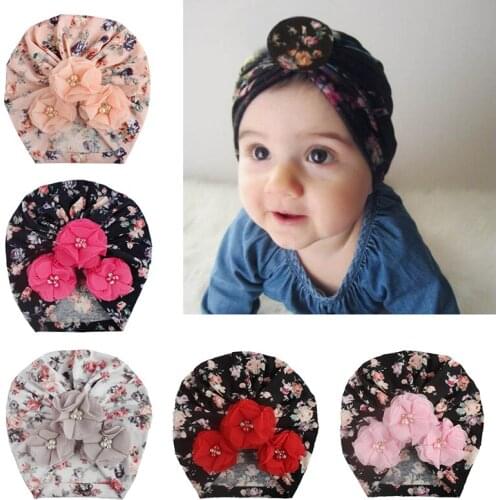 Cute Newborn Baby Hat Toddler Kids Baby Boy Girl Turban Cotton Beanie Baby Hat Autumn Winter Warm Cap India style for baby girls