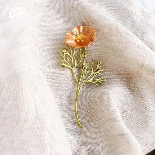 Cute Enamel Poppy Brooches For Woman Clothes Flower Pin Fashion Jewelry Brooches Wedding Memorial