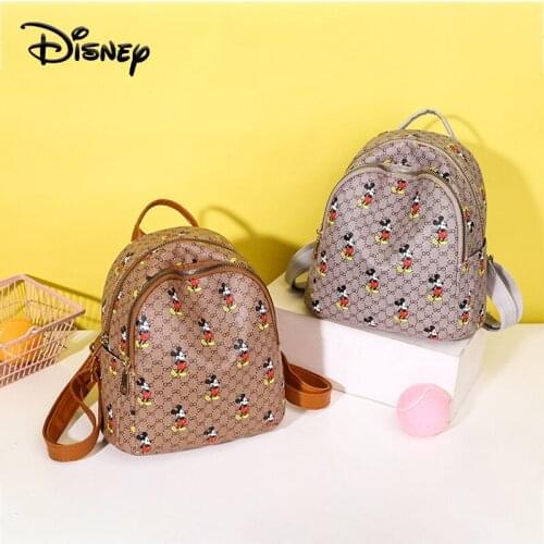 Disney Girl Multifunctional Cartoon High Quality Bag Mickey Womens Backpack PU Leather Travel Shoulder Bag Backpack Mommy Bag