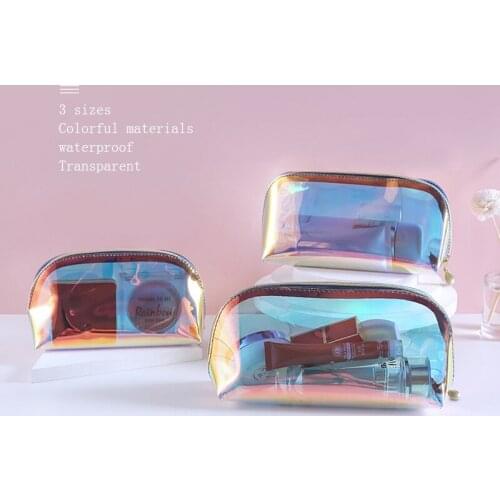 Fashion Colorful Waterproof Toiletry Bag Travel Cosmetic Bags Transparent Portable Clear Pvc Make Up Pouch Makeup Storage Bag