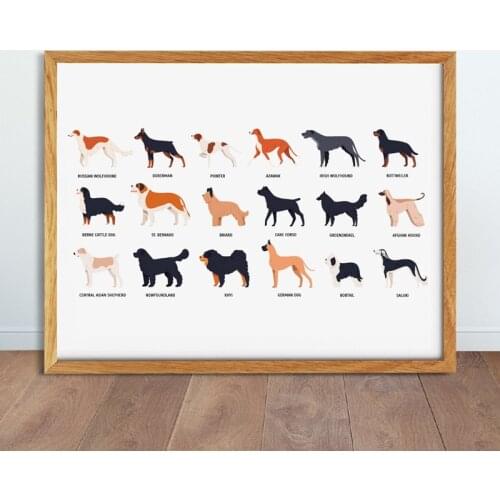 Funny Cute Dogs of Different Breeds Wall Art Poster Prints Purebred Pets Picture Home Decor Domestic Animals Canvas Painting