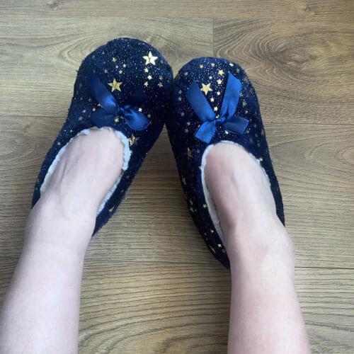 Ousefu cheap Girls sock slippers Printed coral fleece home slippers soft warm slippers for women non-slip Bow Indoor floor socks