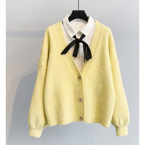 2021 New winter Sweater Women Oversized V-Neck Cardigans Spring Autumn Chic Knitted Loose Tops Casual Fashion Female Warm Coat