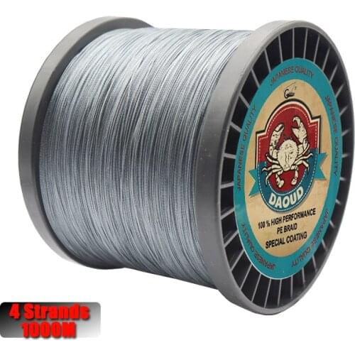 DAOUD Braided Line 4 Strands 1000M PE Braided Fishing Line Multifilament Fishing Line Carp Fishing Saltwater/Freshwater