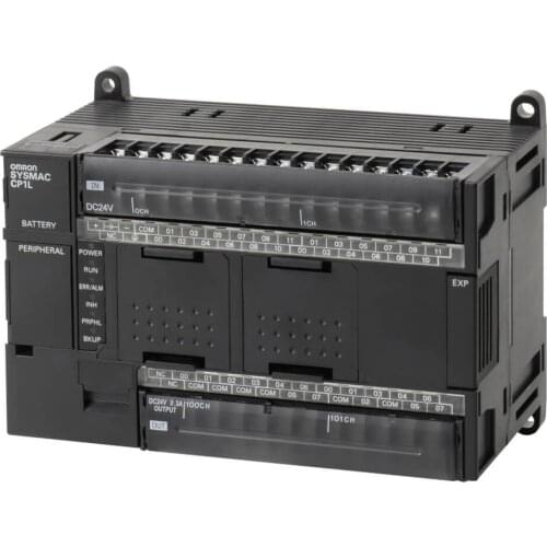 CP1L-M40DT-D PLC, 24 VDC supply, 24 x 24 VDC inputs, 16 x NPN outputs 0.3 A, 10K steps program + 32K words data memory