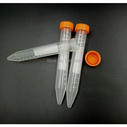 100pcs/lot 15ml Clear Plastic centrifuge tube PP Microcentrifuge Sharp-bottomed/Cone with screw cap Plastic Test Sample Vials