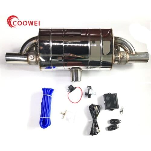 Exhaust Remote Control T Style Valve Muffller 1 Inlet to 2 outlet 2 Valve Stainless Steel Universal 51/63/76mm Vacuum Pump