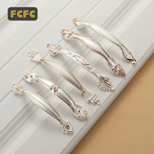 FCFC Cabinet Handles Ivory White Kitchen European Style Cupboard Door Pulls Drawer Knobs Solid Furniture Handle Hardware