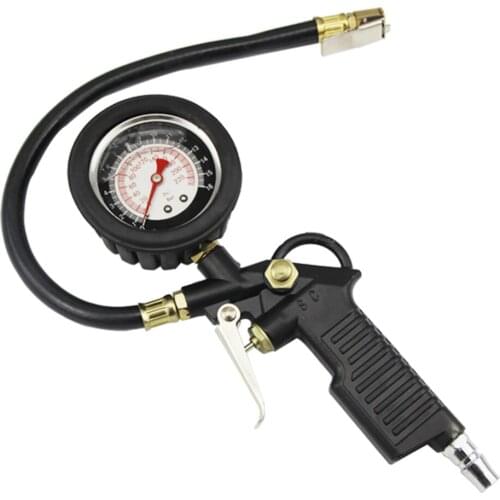 Truck Motorcycle Bike Auto Handheld Tyre Tire Inflator Gun Chuck Air Pressure Gauge Oil Filled Gauge 0~220psi