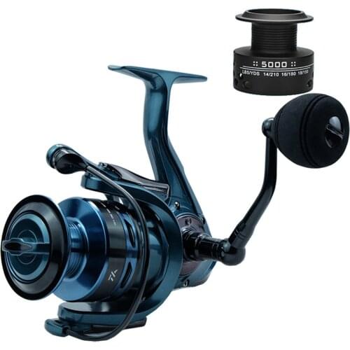 Fishing Reel 14+1BB 5.5:1/4.7:1 High Speed Gear Ratio Spinning Reels with Double Spool Max Drag 15.5kg Carp Sea Fishing Reel