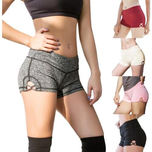 Sexy Women Athletic Cross Side Cutout Yoga Shorts Stretch Gym Pants Beachwear Running Active Shorts Workout Clothes for Women