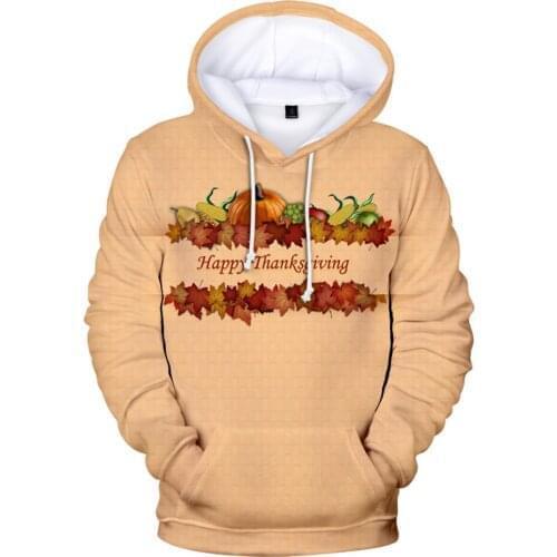 Happy Thanksgiving Day Hoodie Sweatshirt Men/Women New Fashion Kawaii Pullover Hooded 3D Print Thanksgiving Day Mens Hoodies