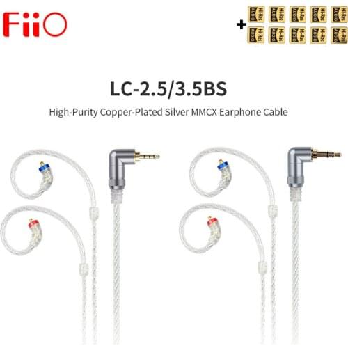 FiiO LC-3.5BS LC-2.5BS High-Purity Copper-Plated Silver MMCX Earphone Cable 45cm for uBTR/BTR1/BTR3/FH7/F9 pro LC 3.5BS
