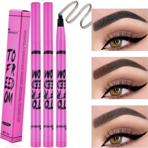 New Waterproof Eyebrow Pencil 4 Head Fine Sketch Liquid Eyebrow Enhancer Fork Tip Eyebrow Tattoo Pen Eyebrow Dye Tint Pen TSLM2