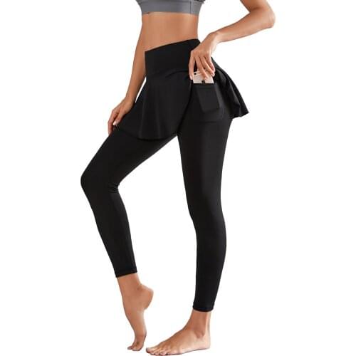 Women’s Badminton Skirt compression pants 2 in1 Unique Tennis Skirts built-in High Waist Yoga leggings trousers sport Skirt