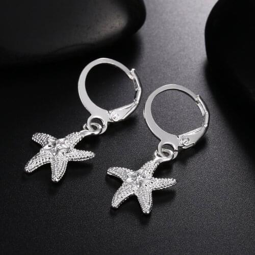 New fashion 925 Sterling Silver Street fashion starfish earrings for women Ear clip high quality Jewelry Christmas Gift wedding
