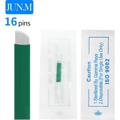 New 0.18mm 100PCS Tattoo Needles 16 Shape Blades Flex Curved Microblading Permanent Makeup For 3D Embroidery Manual Pen