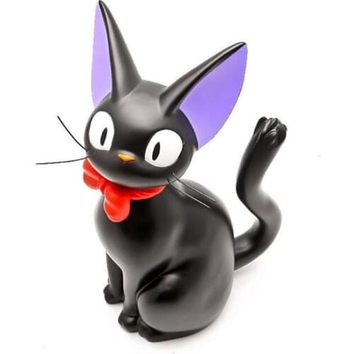 1pcs Cute Cartoon Animal Black Cat Figurines Kawaii Beard Cat Souvenir Figurines Gift H-25.5cm Pvc Piggy Bank Craft Decoration
