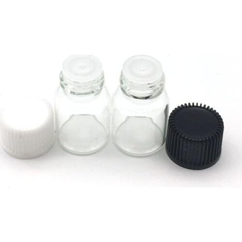 10pcs 2ml Mini Perfume Sample Clear Glass Bottle with Orifice Reducer and Cap Small Essential Oil Liquid Test Vials
