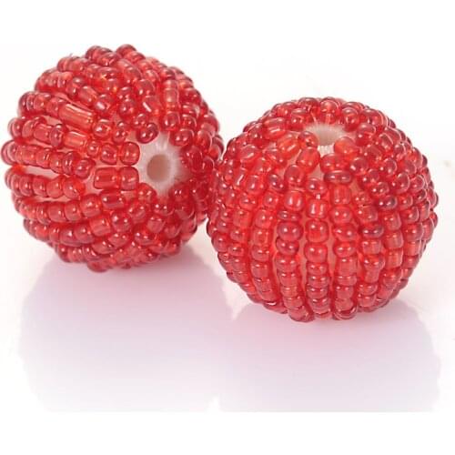 10 Pcs 22mm Woven Acrylic-glass Seed Beads Round Crochet Loose Bead For Jewelry Making Accessories