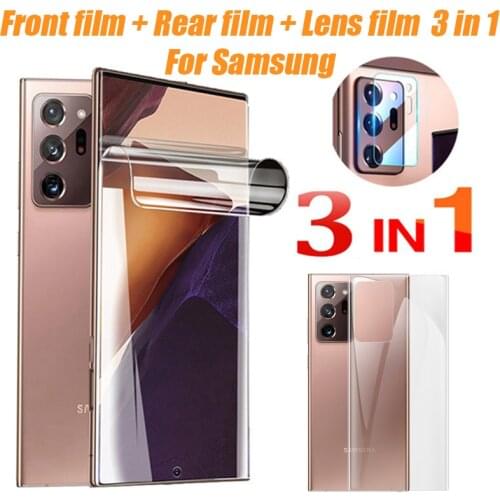 3in1 Hydrogel Film For Samsung Galaxy S10 S20 Ultra Plus A51 Screen Protector E 4G 5G S9 S8 Note 20 10 9 8 M 31 21 A 50 70 80 90